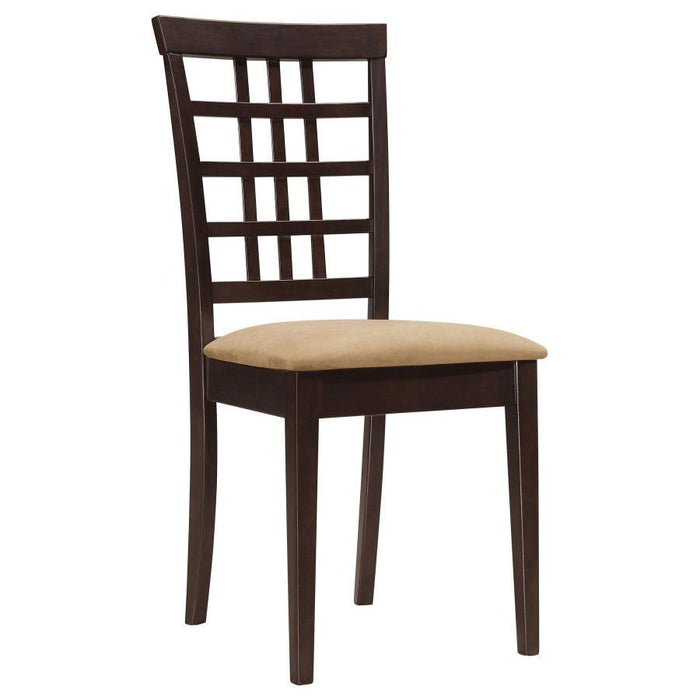 Kelso - Lattice Back Dining Side Chair (Set of 2) - Cappuccino – Chair Sets by CoasterEveryday at Furniture Wholesale Plus , Nashville furniture store