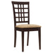 Kelso - Lattice Back Dining Side Chair (Set of 2) - Cappuccino – Chair Sets by CoasterEveryday at Furniture Wholesale Plus , Nashville furniture store