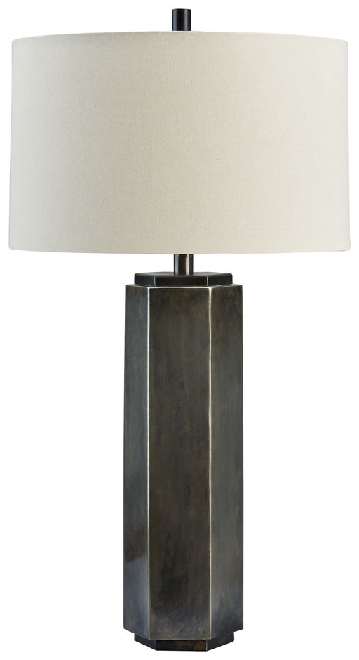 Dirkton - Antique Pewter Finish - Metal Table Lamp - Premium Table Lamps from Signature Design by Ashley® - Just $178! Shop now at Furniture Wholesale Plus  We are the best furniture store in Nashville, Hendersonville, Goodlettsville, Madison, Antioch, Mount Juliet, Lebanon, Gallatin, Springfield, Murfreesboro, Franklin, Brentwood