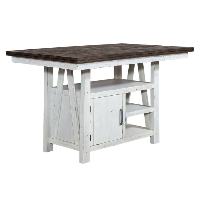 Farmhouse - Gathering Table - Two Tone White / Wood Tone – Counter Tables by Liberty Furniture at Furniture Wholesale Plus , Nashville furniture store