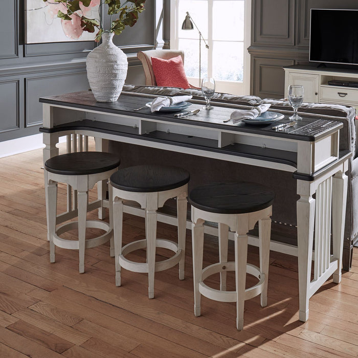 Allyson Park - Console Stool - Wirebrushed White / Charcoal – Bar Height (28"-30") by Liberty Furniture at Furniture Wholesale Plus , Nashville furniture store
