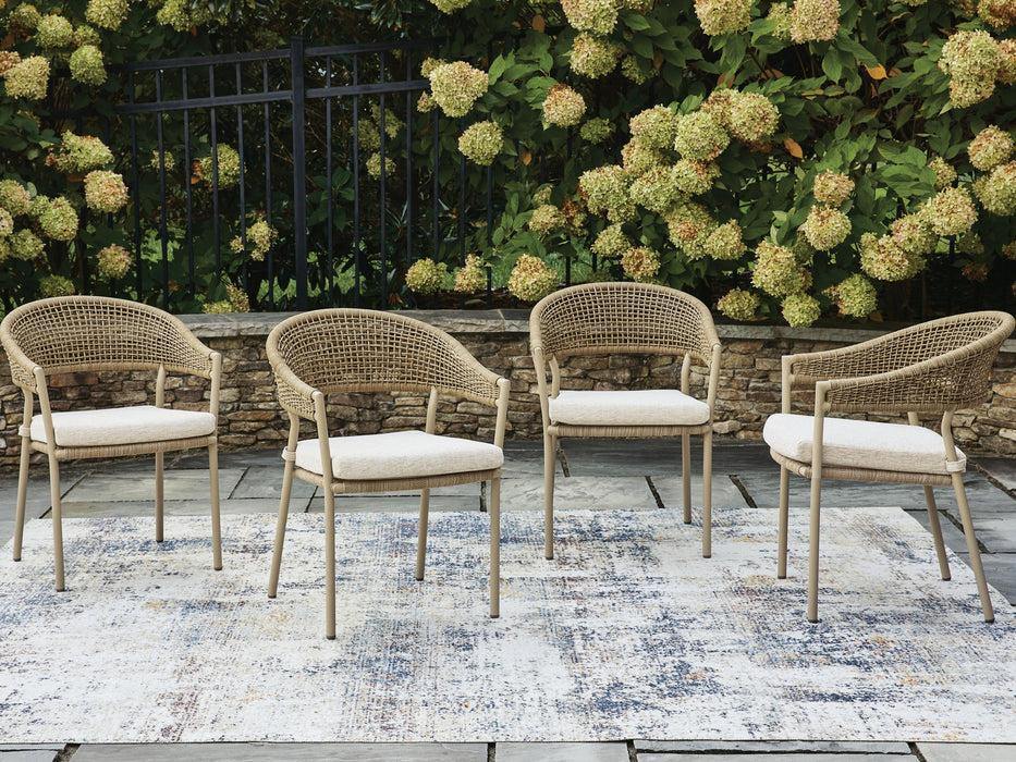 Orchard Beach - Arm Chair With Cushion (Set of 4) - Beige – Chair Sets by Signature Design by Ashley® at Furniture Wholesale Plus , Nashville furniture store