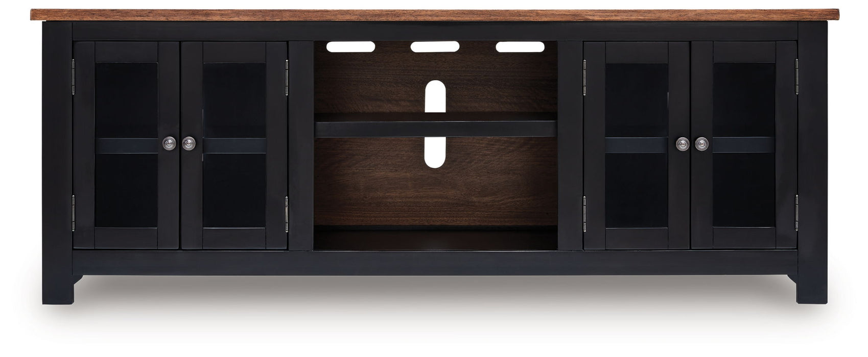 Wildenauer - XL TV Stand With Fireplace Option - Brown / Black – TV Stands by Signature Design by Ashley® at Furniture Wholesale Plus , Nashville furniture store