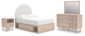 Arloster - 4 Pc. - Full Panel Storage Bed, Dresser, Mirror And Nightstand - Tan – 4 Piece Bedroom Sets by Signature Design by Ashley® at Furniture Wholesale Plus , Nashville furniture store