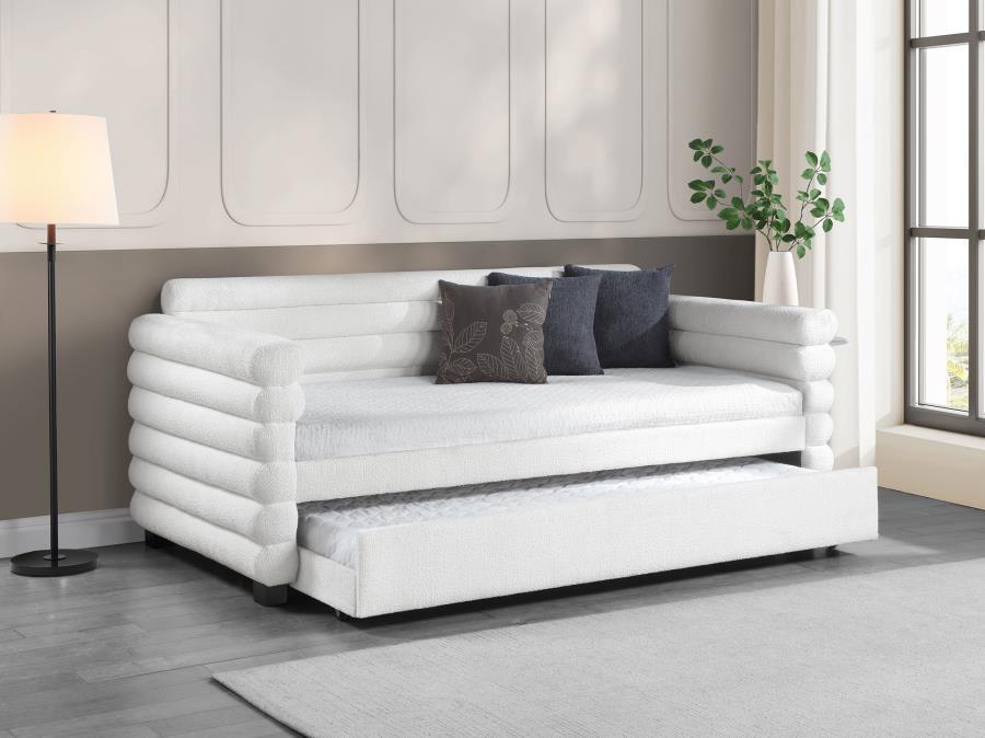 Patricia - Boucle Upholstered Day Bed With Trundle – Daybeds by CoasterEveryday at Furniture Wholesale Plus , Nashville furniture store