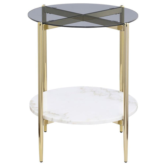 Jonelle - Round Glass Top Table – End Tables by CoasterEveryday at Furniture Wholesale Plus , Nashville furniture store