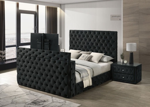 Josephine - Queen Bed With TV Lift - Black – Upholstered Beds by Crown Mark at Furniture Wholesale Plus , Nashville furniture store