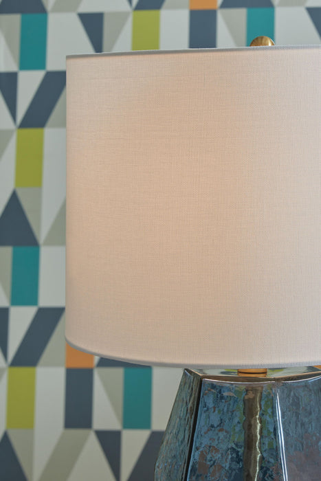 Tallow - Glass Table Lamp - Blue – Table Lamps by Signature Design by Ashley® at Furniture Wholesale Plus , Nashville furniture store