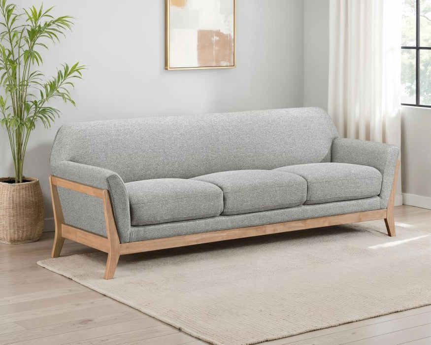 Vaughn - Fabric Upholstered Flared Arm Sofa - Gray – Stationary Sofas by Coaster Fine Furniture at Furniture Wholesale Plus , Nashville furniture store
