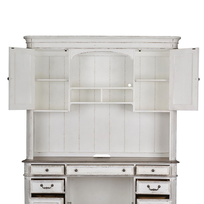 Magnolia Manor - Jr Executive Credenza Hutch - Antique White – Hutches by Liberty Furniture at Furniture Wholesale Plus , Nashville furniture store