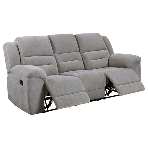 Gilson - Chenille Upholstered Reclining Sofa - Gray – Reclining Sofas by Coaster Fine Furniture at Furniture Wholesale Plus , Nashville furniture store
