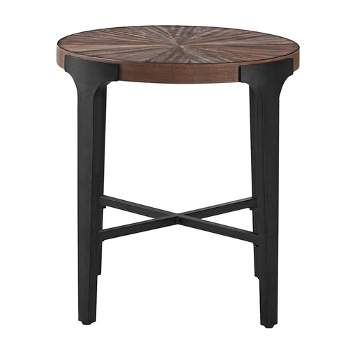 Chevron - Round End Table - Brown – End Tables by Steve Silver Furniture at Furniture Wholesale Plus , Nashville furniture store