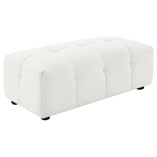 Everly - Boucle Upholstered Rectangular Ottoman - White – Upholstered Ottomans by Coaster Fine Furniture at Furniture Wholesale Plus , Nashville furniture store