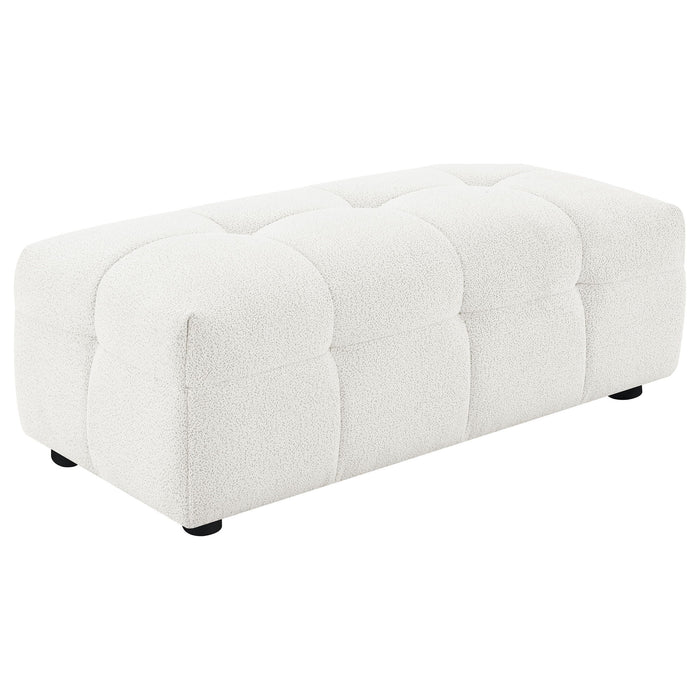 Everly - Boucle Upholstered Rectangular Ottoman - White – Upholstered Ottomans by Coaster Fine Furniture at Furniture Wholesale Plus , Nashville furniture store
