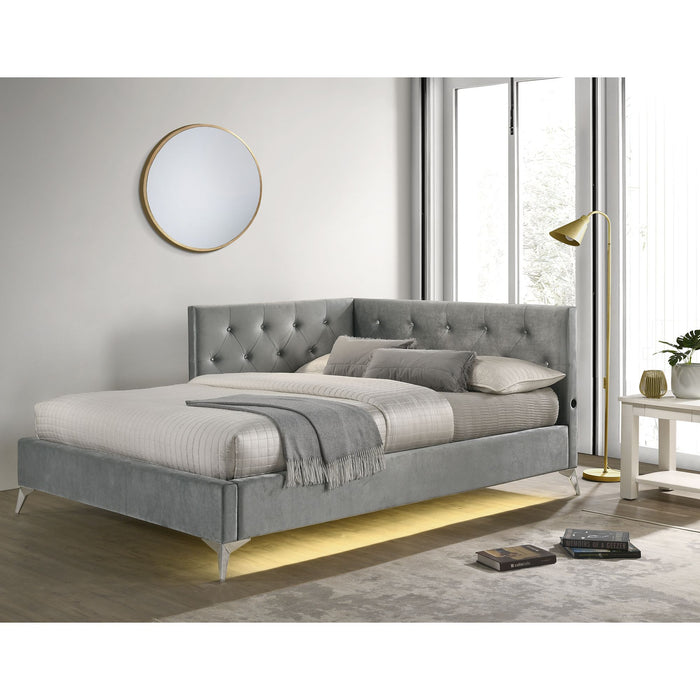 Amberley - Full Upholstered Corner Bed With LED And USB – Upholstered Beds by Elements International at Furniture Wholesale Plus , Nashville furniture store