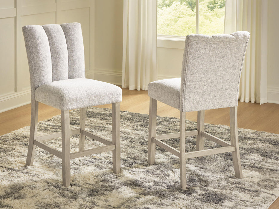 Larawyn - Upholstered Barstool (Set of 2) - Bisque – Stool Sets by Signature Design by Ashley® at Furniture Wholesale Plus , Nashville furniture store