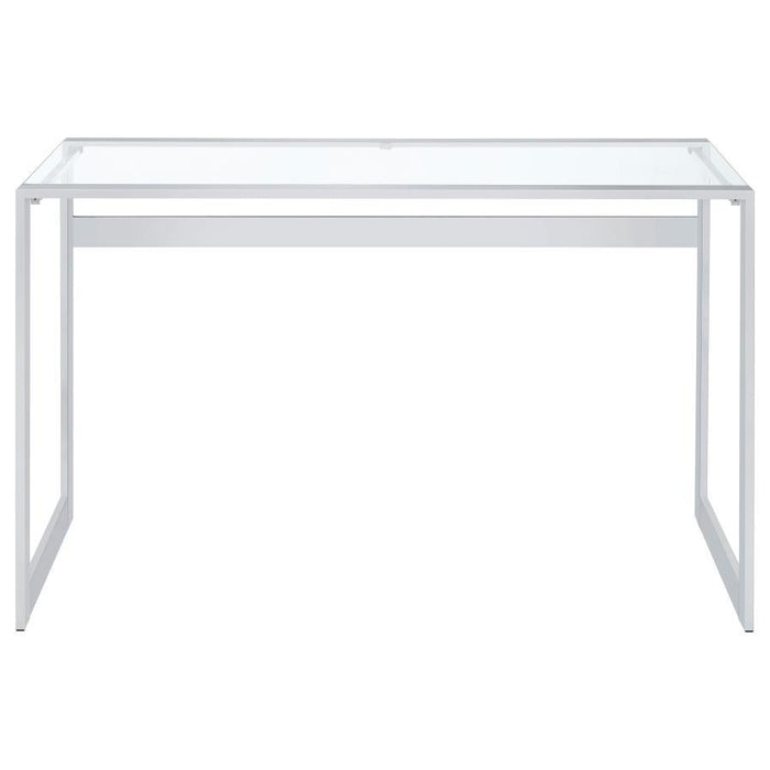 Hartford - Glass Top Writing Desk - Chrome – Writing Desks by CoasterEssence at Furniture Wholesale Plus , Nashville furniture store
