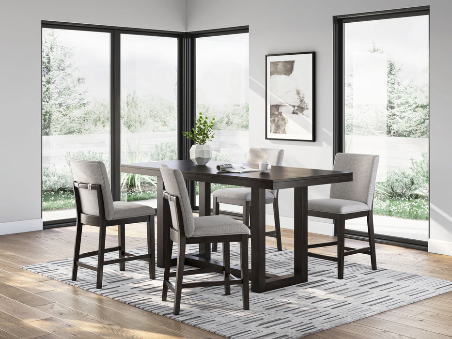 Neymorton - 5 Pc. - Rectangular Dining Room Counter Table, 4 Barstools - Dark Grayish Brown – 5 Piece Dining Room Sets by Signature Design by Ashley® at Furniture Wholesale Plus , Nashville furniture store