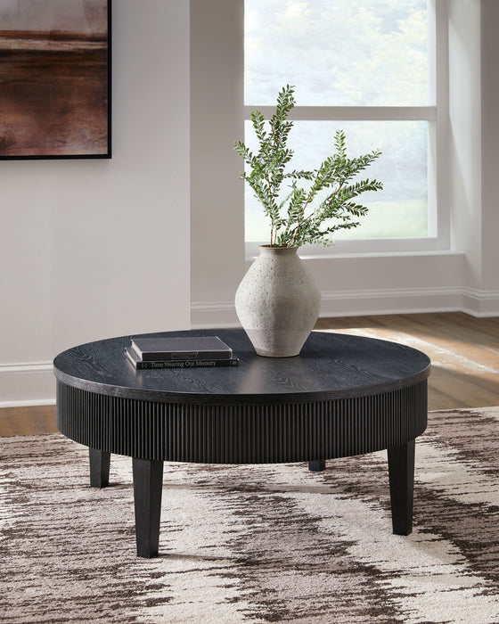 Marstream - Round Cocktail Table - Black – Coffee Tables by Signature Design by Ashley® at Furniture Wholesale Plus , Nashville furniture store