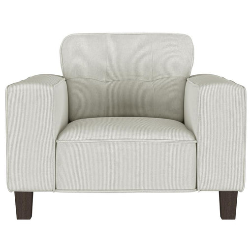 Deerhurst - Upholstered Track Arm Tufted Accent Chair - Greige – Arm Chairs by Coaster Fine Furniture at Furniture Wholesale Plus , Nashville furniture store