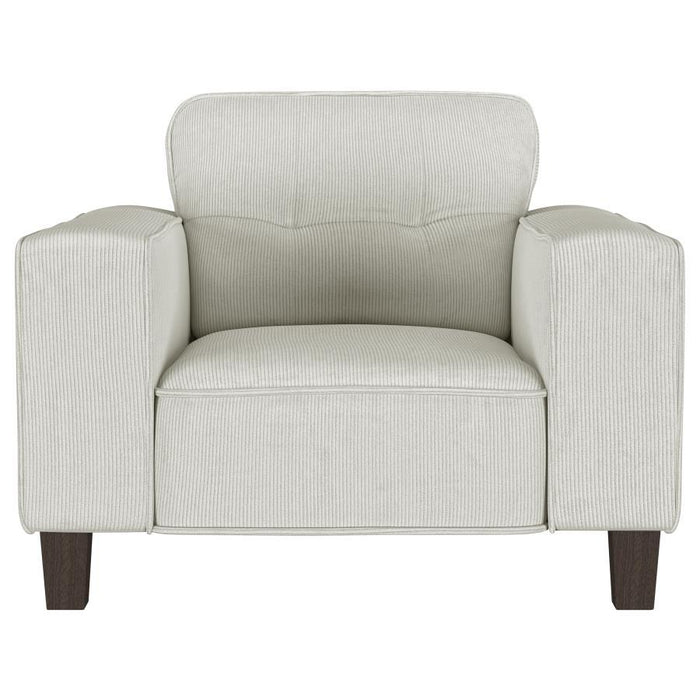 Deerhurst - Upholstered Track Arm Tufted Accent Chair - Greige – Arm Chairs by Coaster Fine Furniture at Furniture Wholesale Plus , Nashville furniture store