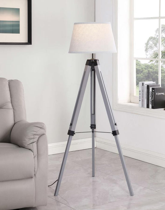 Dayton - Empire Shade Metal Tripod Floor Lamp - Gray – Floor Lamps by Coaster Fine Furniture at Furniture Wholesale Plus , Nashville furniture store