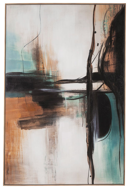 Brunonia - Wall Art - Teal / Orange / Black – Canvas Art by Signature Design by Ashley® at Furniture Wholesale Plus , Nashville furniture store