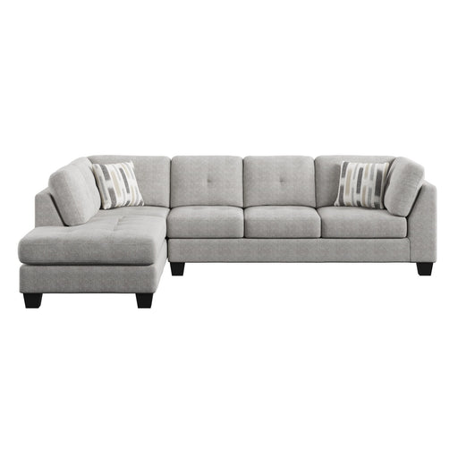Myles - Chaise Sectional - Overcast - Premium Stationary Sectionals from Emerald Home - Just $1549! Shop now at Furniture Wholesale Plus  We are the best furniture store in Nashville, Hendersonville, Goodlettsville, Madison, Antioch, Mount Juliet, Lebanon, Gallatin, Springfield, Murfreesboro, Franklin, Brentwood