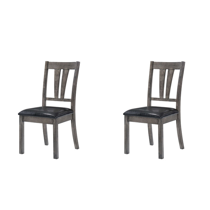 Nathan - Fan Back Chair With PU Seat (Set of 2) - Gray Oak – Chair Sets by Elements International at Furniture Wholesale Plus , Nashville furniture store