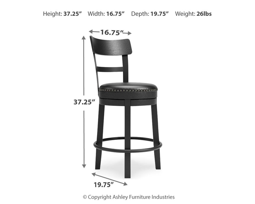 Valebeck - Full Back Swivel Stool - Premium Counter Height (24"-27") from Signature Design by Ashley® - Just $208! Shop now at Furniture Wholesale Plus  We are the best furniture store in Nashville, Hendersonville, Goodlettsville, Madison, Antioch, Mount Juliet, Lebanon, Gallatin, Springfield, Murfreesboro, Franklin, Brentwood