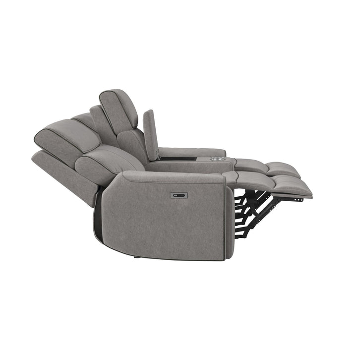 Jackpot - P1 Loveseat With Console - Explore Light Gray – Reclining Loveseats by Elements International at Furniture Wholesale Plus , Nashville furniture store