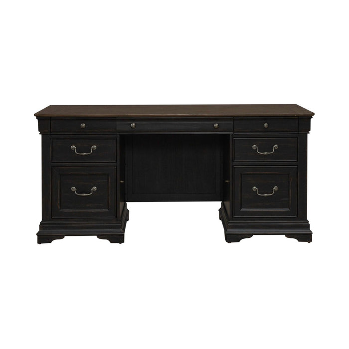 Meritage - Jr Executive Desk - Aged Charcoal – Executive Desks by Liberty Furniture at Furniture Wholesale Plus , Nashville furniture store