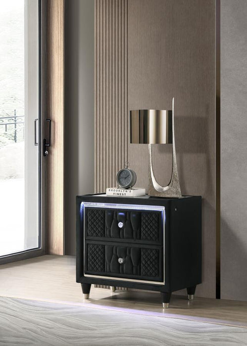 Lorient - 2-Drawer LED Nightstand With USB – Nightstands w/ Charging Stations by Coaster Fine Furniture at Furniture Wholesale Plus , Nashville furniture store