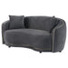 Brookside - Velvet Upholstered Curved Loveseat - Dark Gray – Stationary Loveseats by CoasterEveryday at Furniture Wholesale Plus , Nashville furniture store