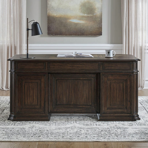 Providence Park - Jr Executive Desk - Chateau Brown – Executive Desks by Liberty Furniture at Furniture Wholesale Plus , Nashville furniture store