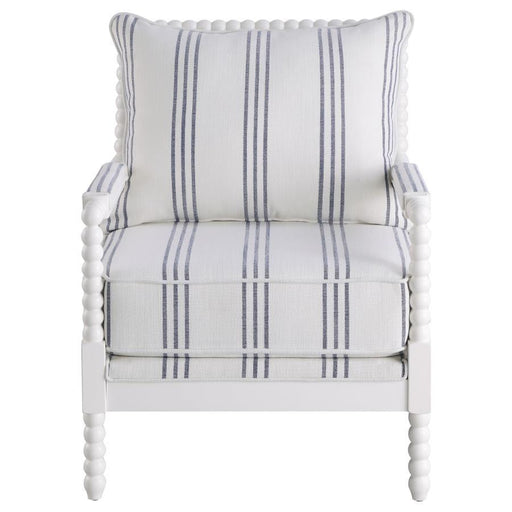 Blanchett - Upholstered Bobbin Accent Chair - White And Navy - Premium Accent Chairs from CoasterElevations - Just $539! Shop now at Furniture Wholesale Plus  We are the best furniture store in Nashville, Hendersonville, Goodlettsville, Madison, Antioch, Mount Juliet, Lebanon, Gallatin, Springfield, Murfreesboro, Franklin, Brentwood