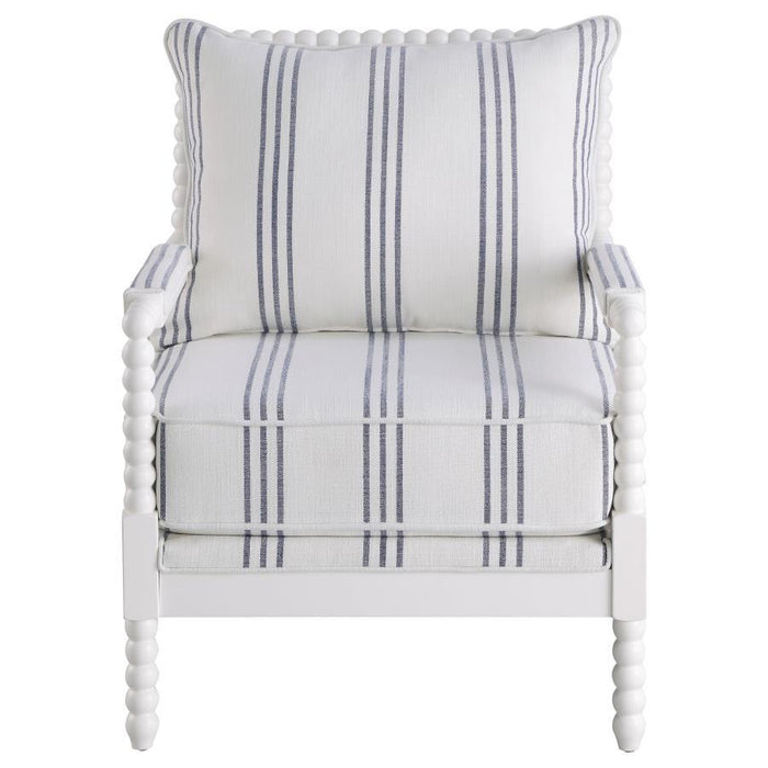 Blanchett - Upholstered Bobbin Accent Chair - White And Navy - Premium Accent Chairs from CoasterElevations - Just $539! Shop now at Furniture Wholesale Plus  We are the best furniture store in Nashville, Hendersonville, Goodlettsville, Madison, Antioch, Mount Juliet, Lebanon, Gallatin, Springfield, Murfreesboro, Franklin, Brentwood