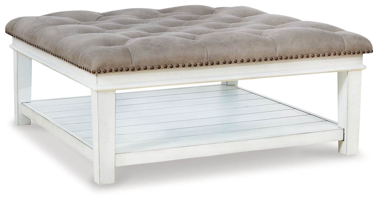 Kanwyn - Uph Ottoman Cocktail Table - Whitewash – Coffee Table Ottomans by Signature Design by Ashley® at Furniture Wholesale Plus , Nashville furniture store