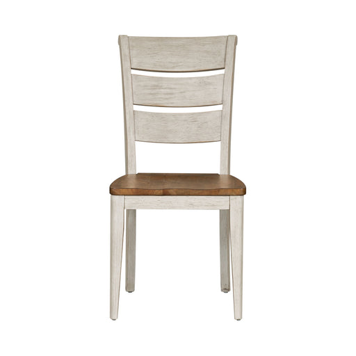 Farmhouse Reimagined - Ladder Back Side Chair - Antique White / Chestnut Tops – Side Chairs by Liberty Furniture at Furniture Wholesale Plus , Nashville furniture store
