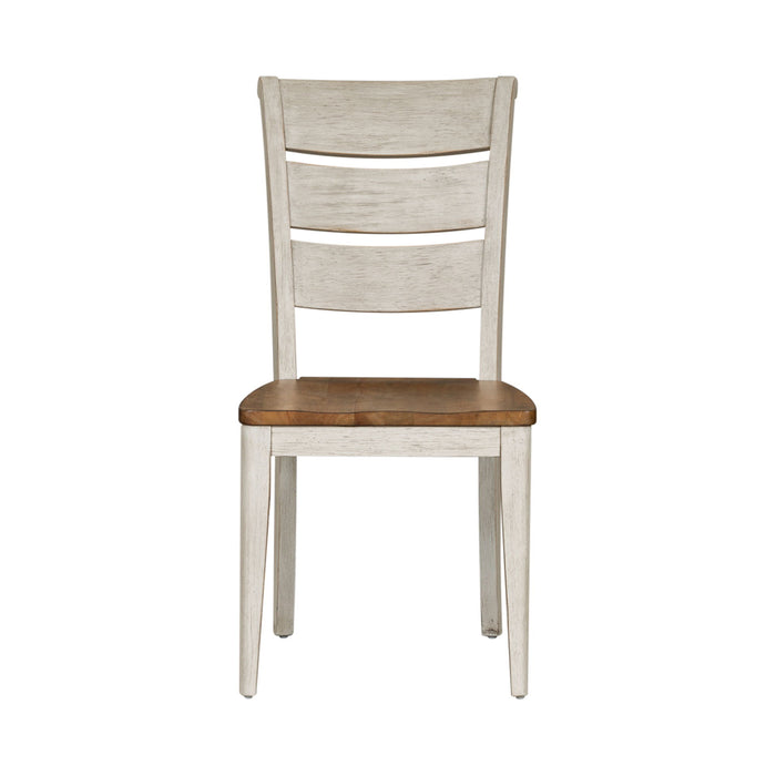 Farmhouse Reimagined - Ladder Back Side Chair - Antique White / Chestnut Tops – Side Chairs by Liberty Furniture at Furniture Wholesale Plus , Nashville furniture store
