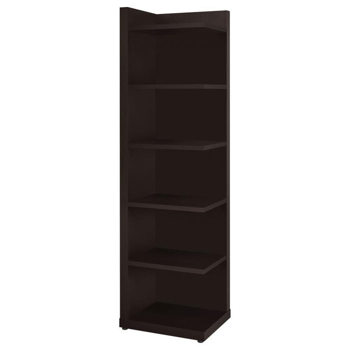 Alder - 6-Shelf Corner Bookcase - Cappuccino - Premium Standard Bookcases from CoasterEveryday - Just $209! Shop now at Furniture Wholesale Plus  We are the best furniture store in Nashville, Hendersonville, Goodlettsville, Madison, Antioch, Mount Juliet, Lebanon, Gallatin, Springfield, Murfreesboro, Franklin, Brentwood