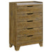 Henderson - 5-Drawer Bedroom Chest Of Drawers - Medium Oak – Accent Chests by Coaster Fine Furniture at Furniture Wholesale Plus , Nashville furniture store