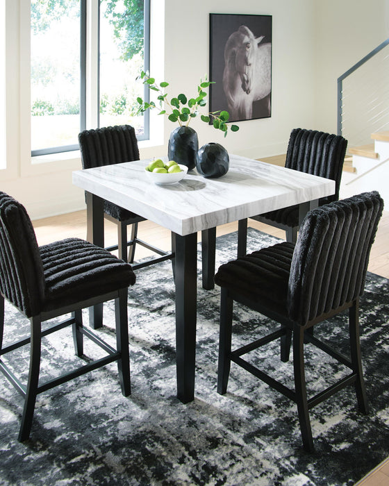 Mervannie - 5 Pc. - Counter Height Dining Table And 4 Barstools - Gray / Black – 5 Piece Dining Room Sets by Signature Design by Ashley® at Furniture Wholesale Plus , Nashville furniture store