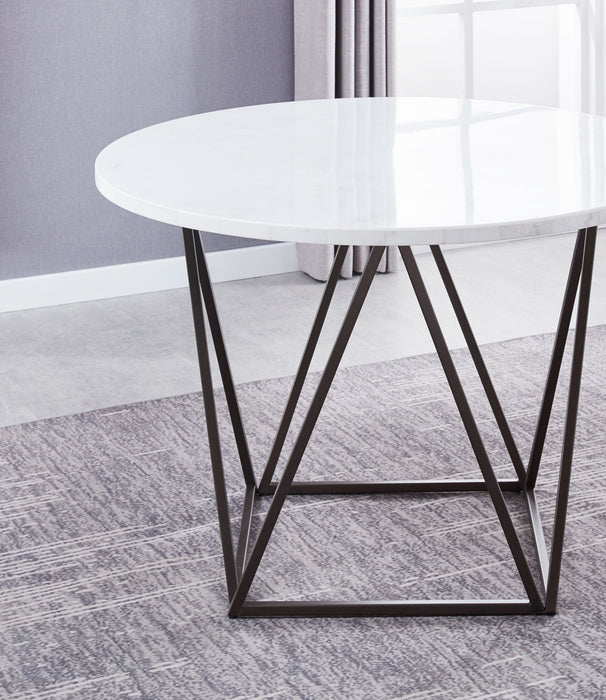 Ramona - Marble Top Round Dining Table - White – Dining Tables by Steve Silver Furniture at Furniture Wholesale Plus , Nashville furniture store