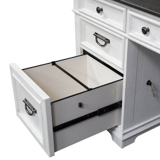 Allyson Park - Optional L Shaped Desk Set - Wirebrushed White / Charcoal – Corner Desks by Liberty Furniture at Furniture Wholesale Plus , Nashville furniture store