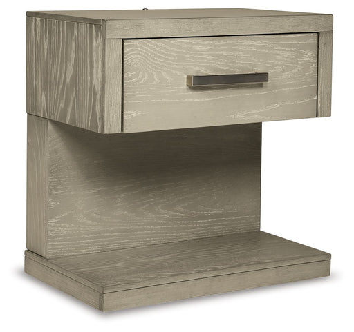 Fawnburg - One Drawer Night Stand - Gray – Nightstands w/ Charging Stations by Millennium® by Ashley at Furniture Wholesale Plus , Nashville furniture store