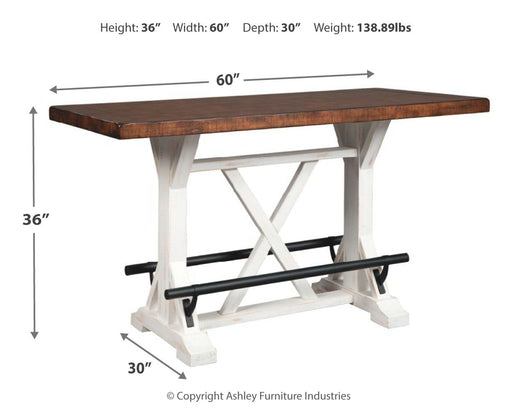 Valebeck - Rectangular Dining Room Counter Table - White / Brown – Counter Tables by Signature Design by Ashley® at Furniture Wholesale Plus , Nashville furniture store