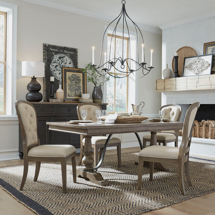 Americana Farmhouse - Dining Room Trestle Table Set – 5 Piece Dining Room Sets by Liberty Furniture at Furniture Wholesale Plus , Nashville furniture store