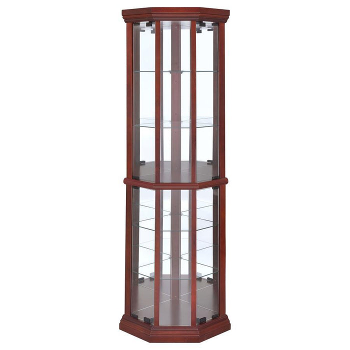 Appledale - 6-Shelf Corner Curio Display Cabinet - Medium Brown – Curio Cabinets by CoasterEssence at Furniture Wholesale Plus , Nashville furniture store
