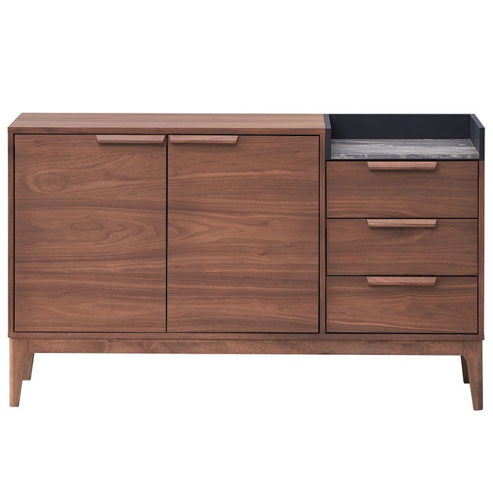 Bevis - Server - Green Fabric & Walnut